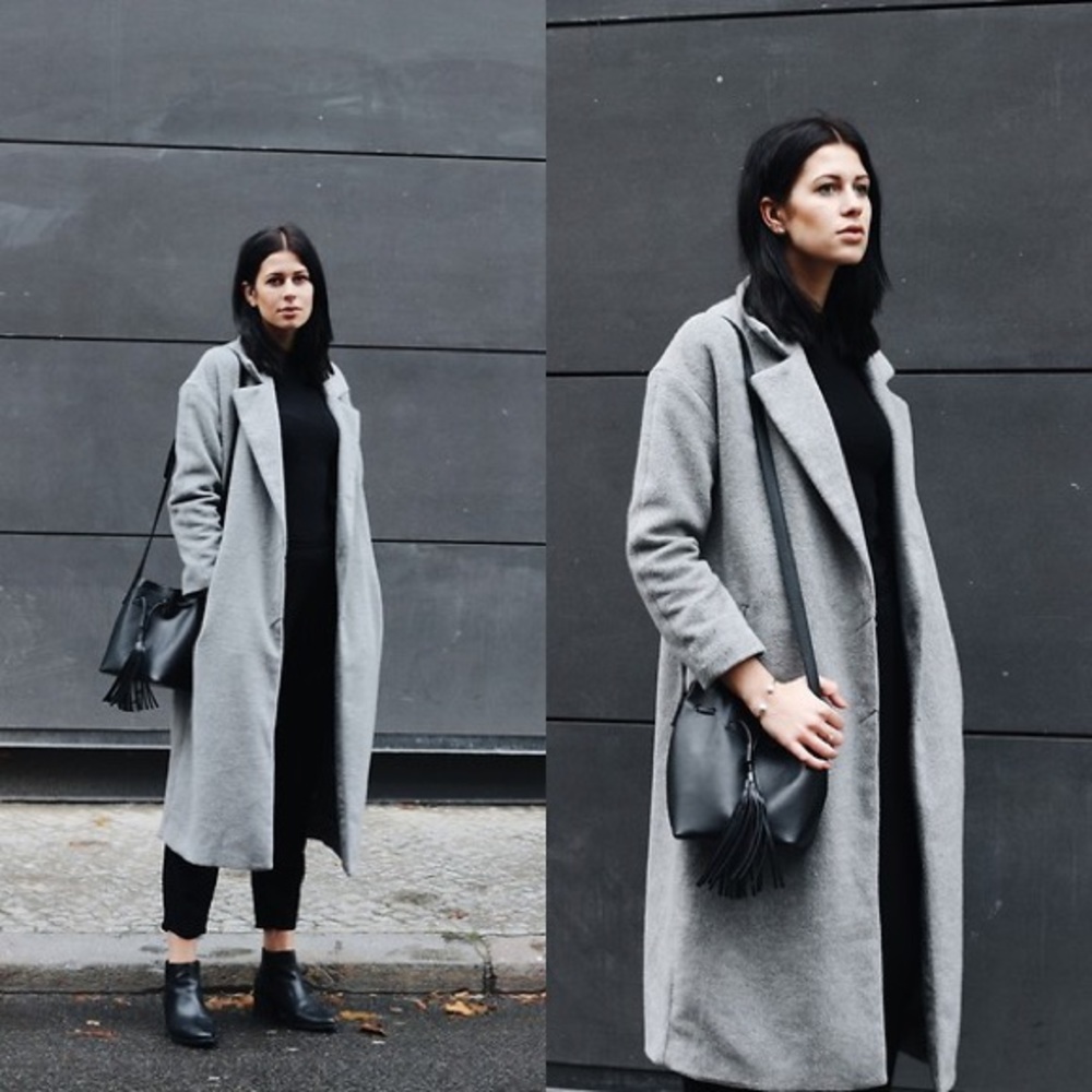 Primark buttonless gray duster coat